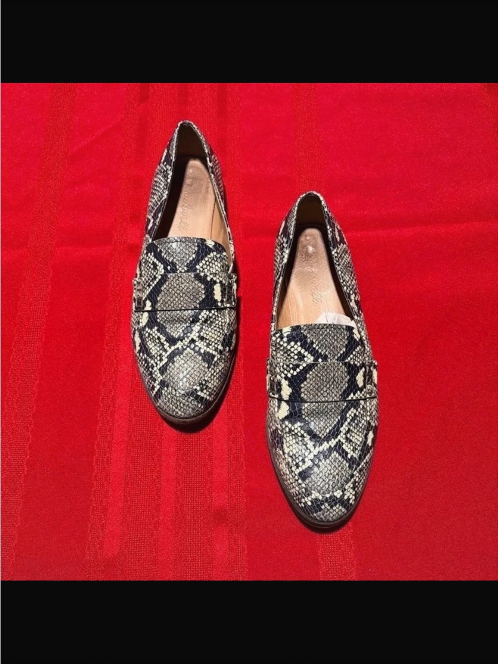 Madewell Black & Cream Python-Print Penny Loafers
